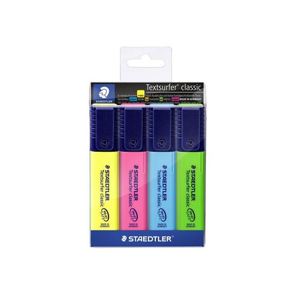 Zvýrazňovač, sada, 1-5 mm, STAEDTLER "Textsurfer Classic", 4 rôzne farby