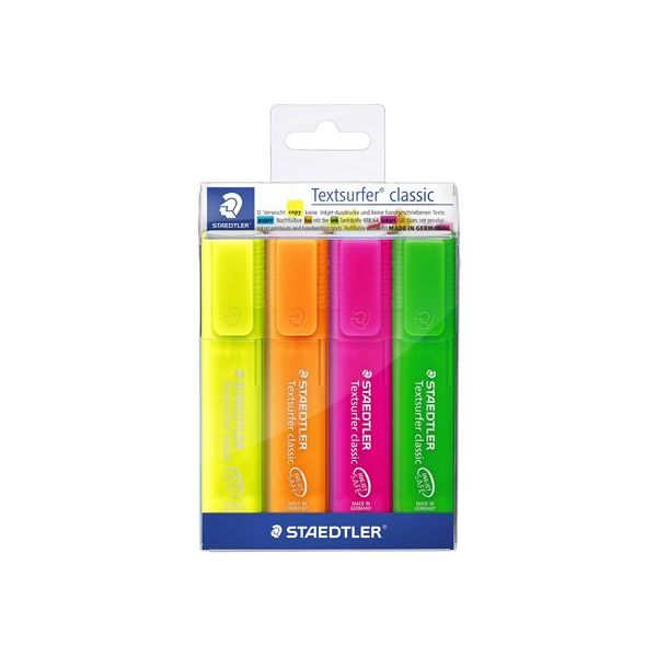 Zvýrazňovač, sada, 1-5 mm, STAEDTLER "Classic 364", 4 rôzne farby