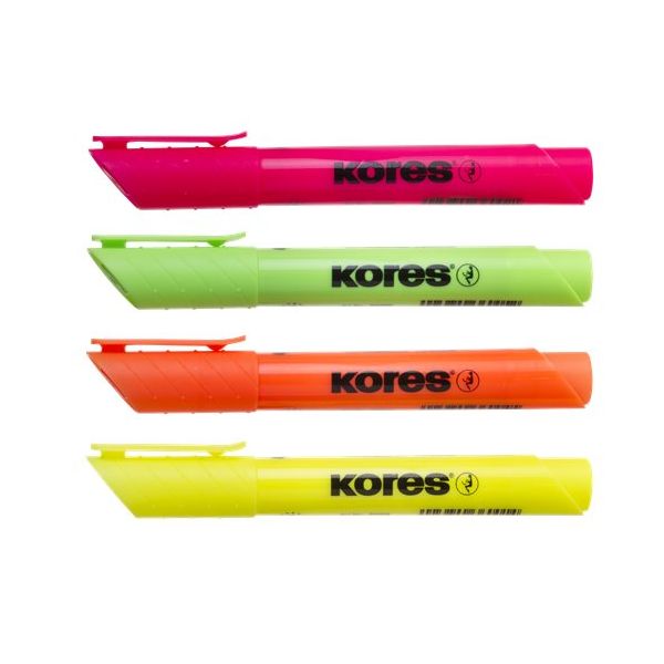 Zvýrazňovač, sada, 0,5-5 mm, KORES "High Liner Plus",  4 rôzne farby