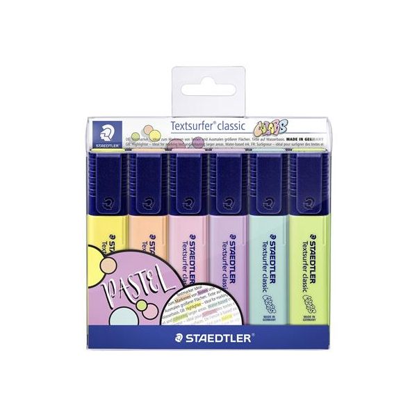 Zvýrazňovač, sada, 1-5 mm, STAEDTLER, "Textsurfer Classic Pastel 364 C", 6 rôznych farieb