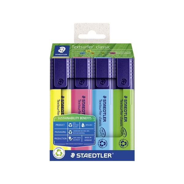 Zvýrazňovač, sada, 1-5 mm, STAEDTLER "Textsurfer® classic 364 R" 4 rôzne farby