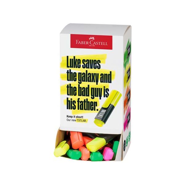 Zvýrazňovač, displej, mini, FABER-CASTELL "TXTLNR", neónové farby, 60ks