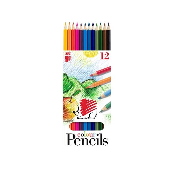 Farebné ceruzky, šesťhranné, ICO "Ježko", 12 farieb