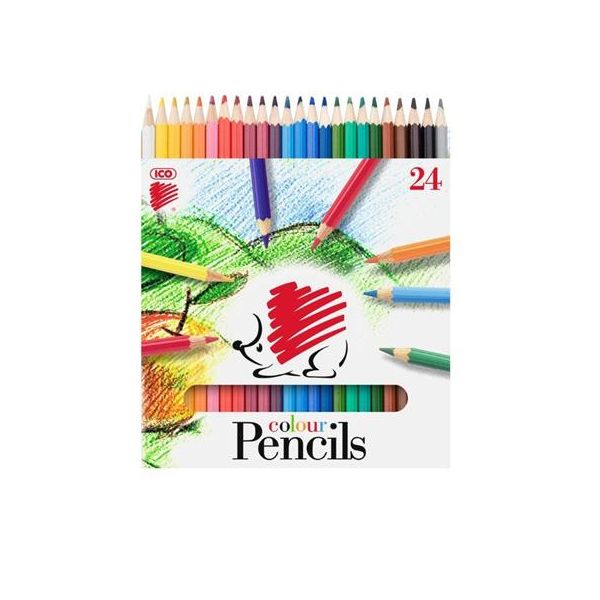 Farebné ceruzky, šesťhranné, ICO "Ježko", 24 farieb