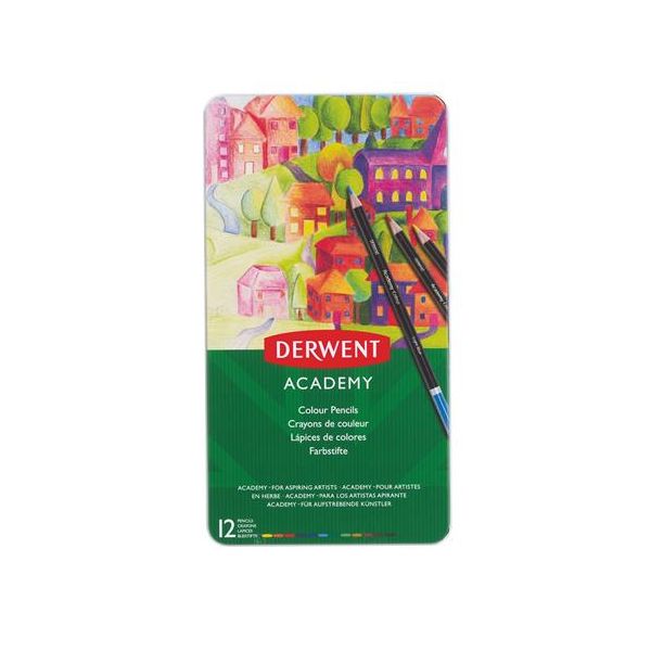 Farebné ceruzky, sada, DERWENT "Academy", 12 rôznych farieb