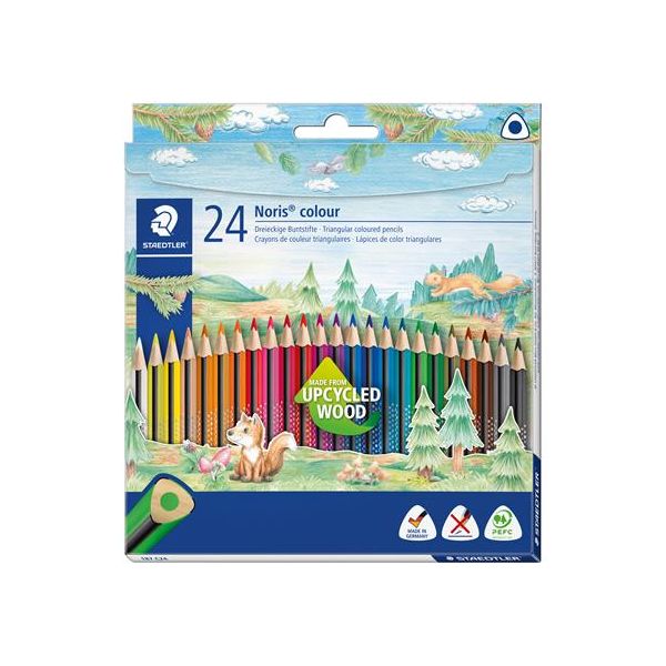 Farebné ceruzky, sada, trojhranné, STAEDTLER "Noris Colour 187", 24 rôznych farieb