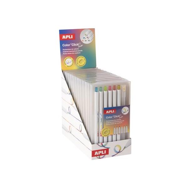 Farebné mechanické ceruzky, sada, displej, so špeciálnou viacfarebnou tuhou, APLI "Color Click Mix"