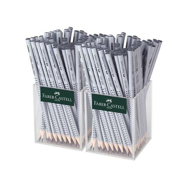 Grafitová ceruzka, displej, HB, trojhranná, FABER-CASTELL "Grip 2001", strieborná
