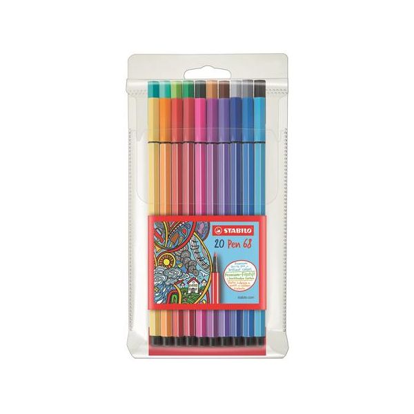 Popisovač, sada, 1 mm, STABILO "Pen 68", 20 farieb, 20ks