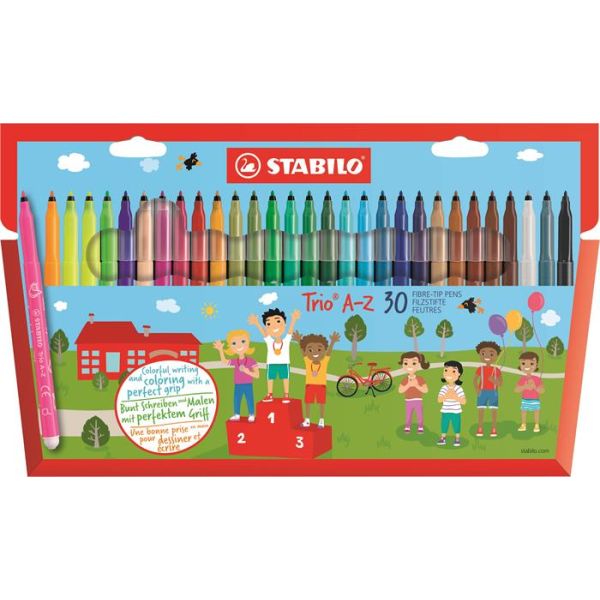 Fixky, 0,7 mm, STABILO "Trio A-Z", 30 rôznych farieb, 30ks