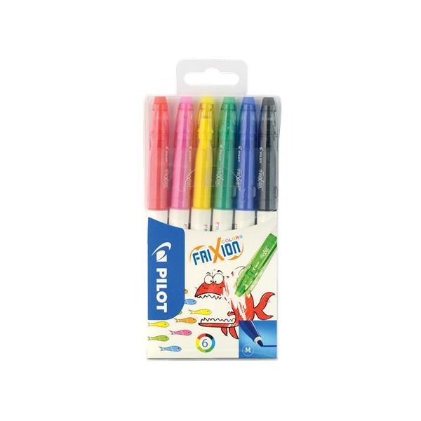 Fixky, 0,39-0,7 mm, odstrániteľné písmo, PILOT "Frixion Colors", 6 rôznych farieb, 6ks