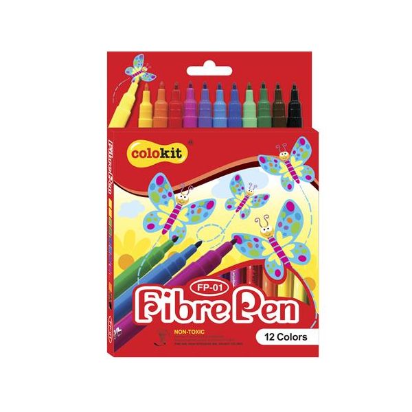 Fixky, COLOKIT "FibrePen", 12 rôznych farieb, 12ks