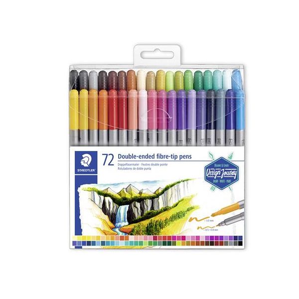 Fixky, sada, 0,8/3,0 mm, obojstranné, STAEDTLER "3200", 72 rôznych farieb, 72ks