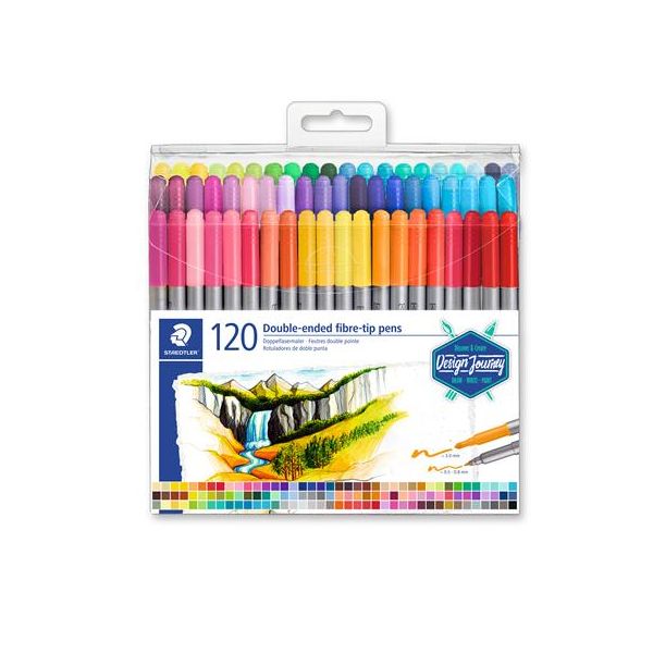 Fixky, sada, 0,8/3,0 mm, obojstranné, STAEDTLER "3200", 120 rôznych farieb, 120ks