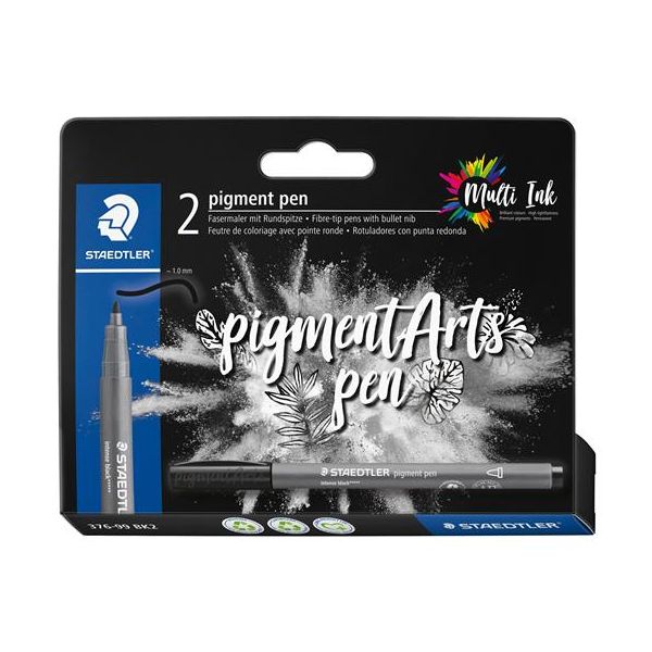 Popisovač, 1 mm, kuželový, 2 ks, STAEDTLER® "Pigment pen 376", intenzívny čierny, 2ks
