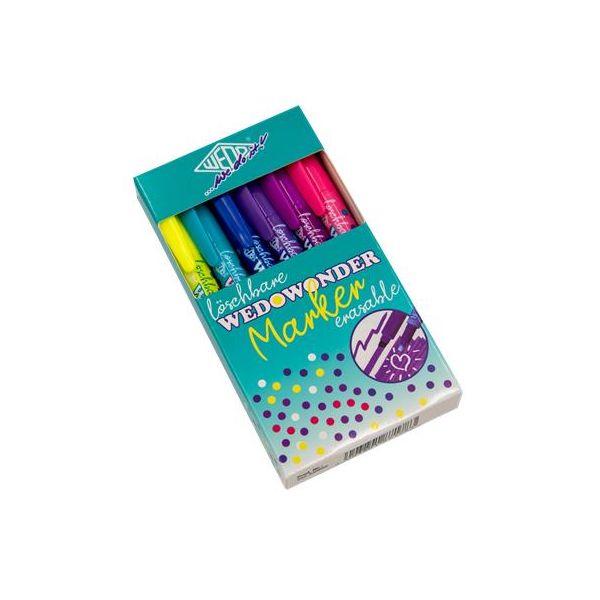 Popisovače, sada, 2-3 mm, zmazateľné, obojstranné, WEDO, "Wedowonder", 6 rôznych farieb, 6ks