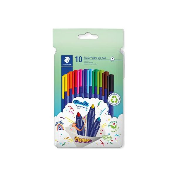 Fixky, sada, 1 mm, STAEDTLER "Triplus 323", 10 rôznych farieb, 10ks