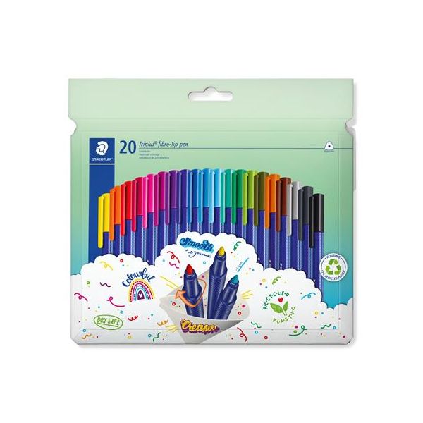 Fixky, sada, 1 mm, STAEDTLER "Triplus 323", 20 rôznych farieb, 20ks