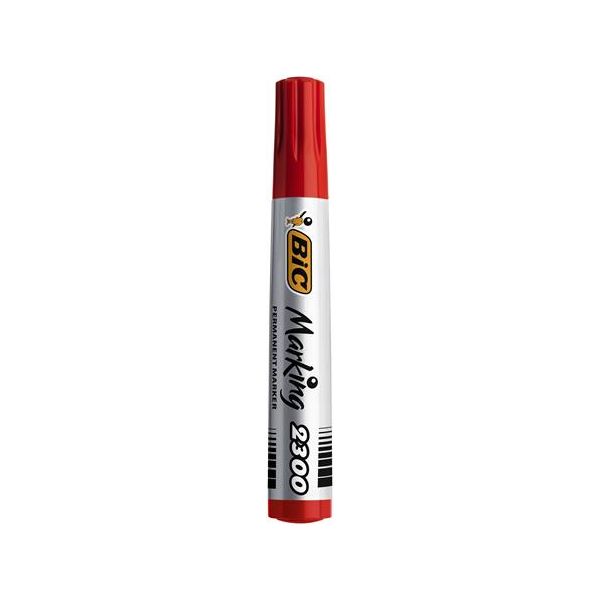 Permanentný popisovač, 3,7-5,5 mm, zrezaný hrot, BIC "ECO 2300", červená
