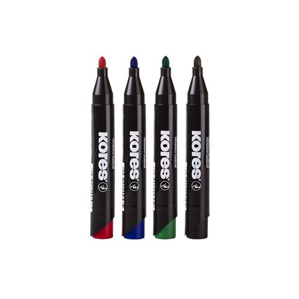 Permanentný popisovač, sada, 3-5 mm, kužeľový hrot, KORES "K-Marker XP1", 4 rôzne farby