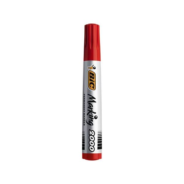 Permanentný popisovač, 4,95 mm, kužeľový hrot, BIC "ECO 2000", červená