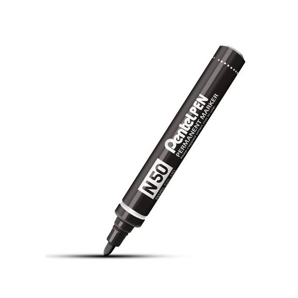Permanentný popisovač, 2 mm, kužeľový hrot, PENTEL "N50", čierna