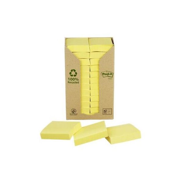 Samolepiaci bloček, 38x51 mm, 24x100 listov, ekologický, 3M POSTIT, žltý