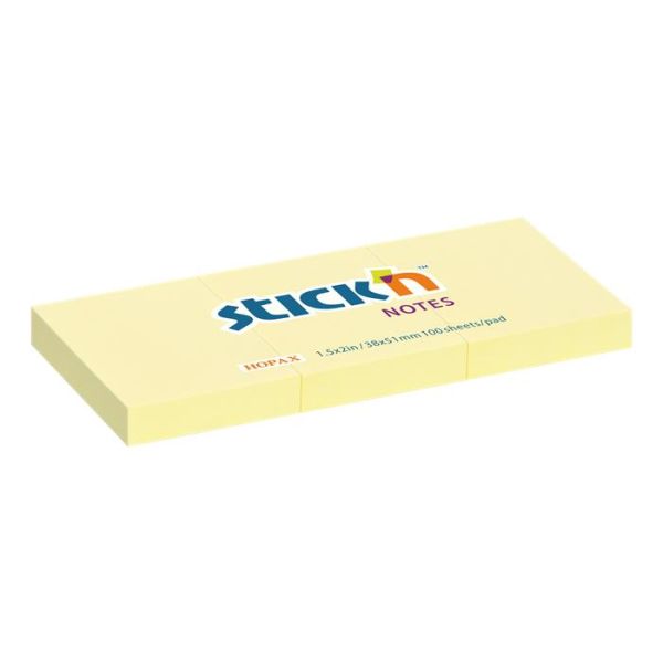 Samolepiaci bloček, 38x51 mm, 3x100 listov, STICK N, pastelová žltá, 300list