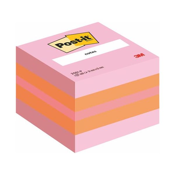 Samolepiaci bloček, 51x51 mm, 400 listov, 3M POSTIT, pink