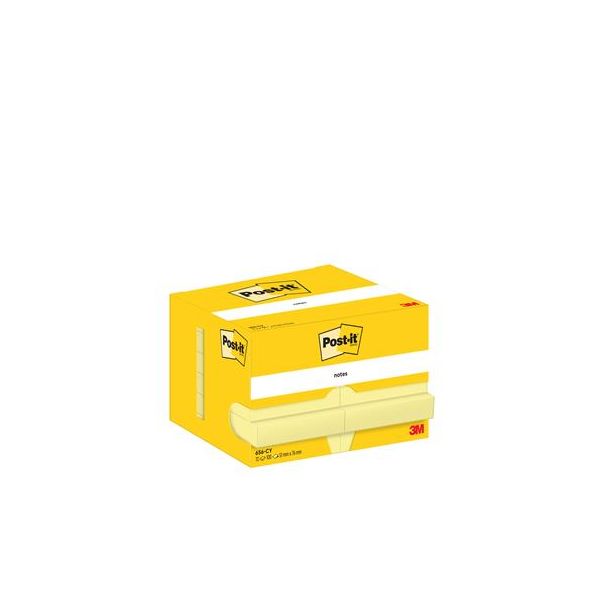 Samolepiaci bloček, 51x76 mm, 12x100 listov, 3M POSTIT, žltá