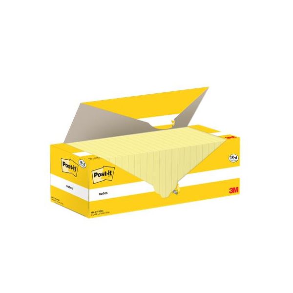 Samolepiaci bloček, 76x76 mm, 18+6x100 listov,  3M POSTIT, žltá