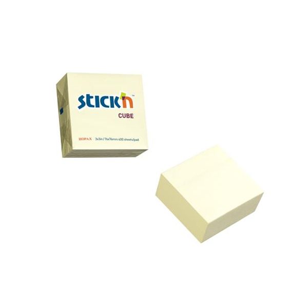 Samolepiaci blok, 76x76mm, 400 listov, STICK N, pastelová žltá