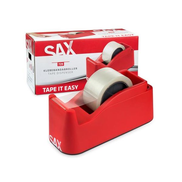 Dispenzor na baliacu pásku, stolový, s baliacou páskou, SAX "729", červený