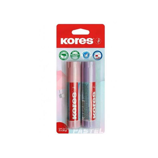 Lepiaca tyčinka, v tube pastelovej farby, 2x20 g, KORES, mix farieb