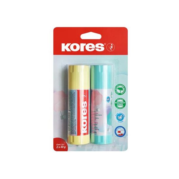 Lepiaca tyčinka, v tube pastelovej farby, 2x40 g, KORES, mix farieb