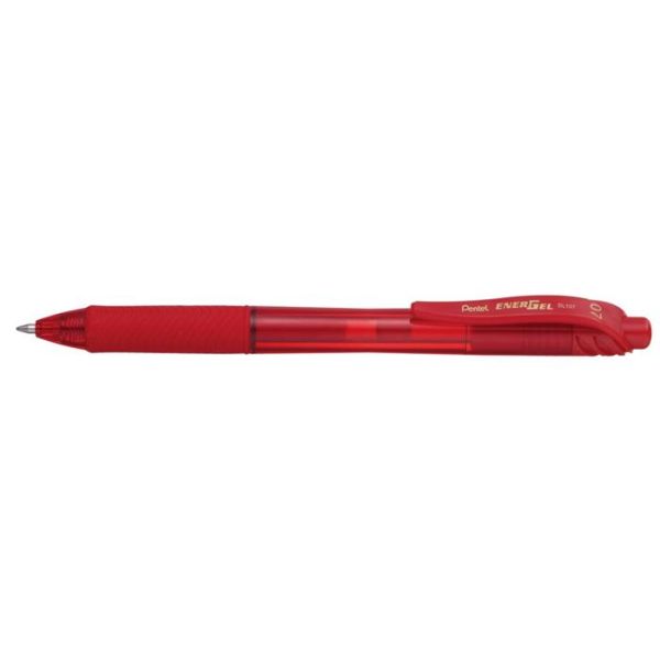 Gélové pero, 0,35 mm, stláčací mechanizmus, PENTEL "EnerGelX BL107", červená