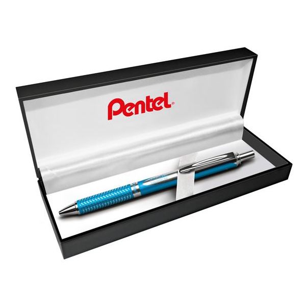 Gélové pero, 0,35 mm, stláčací mechanizmus, telo pera: modrá, PENTEL "EnerGel BL-407" modrá