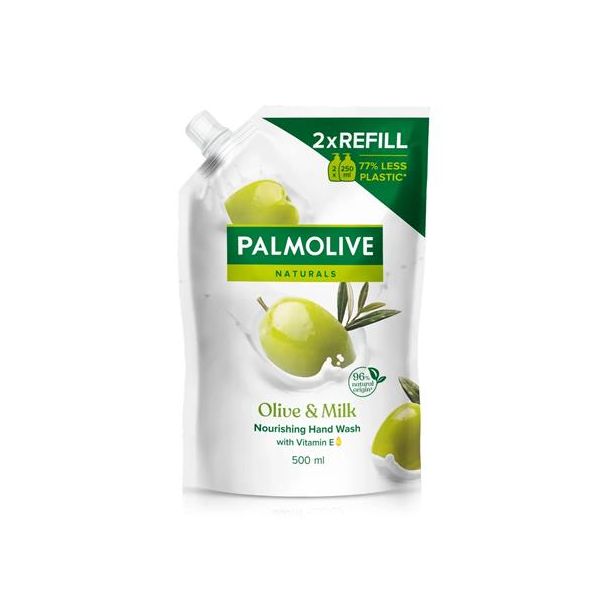 Tekuté mydlo, náhradná náplň, 0,5 l, PALMOLIVE Nourishing "Olive and milk"