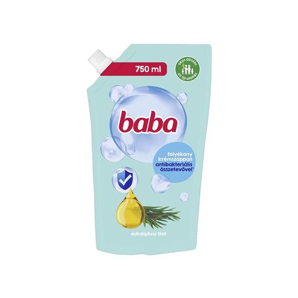Tekuté mydlo, náhradná náplň, 750 ml, BABA, eukalyptus