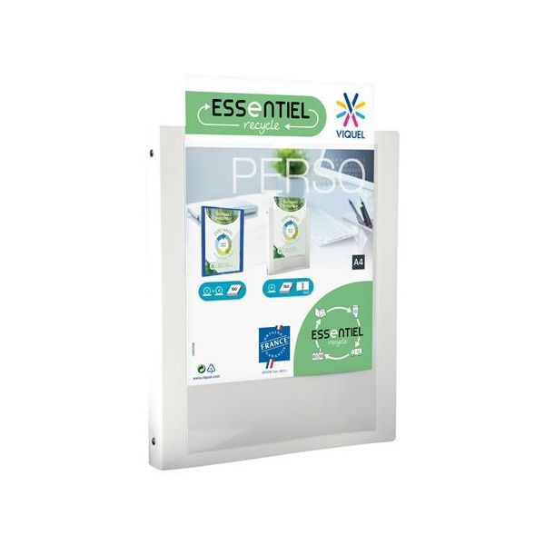 Krúžkový šanón, panoramatický, 4 krúžky, 25 mm, A4, PP, VIQUEL "Essentiel Perso", biela