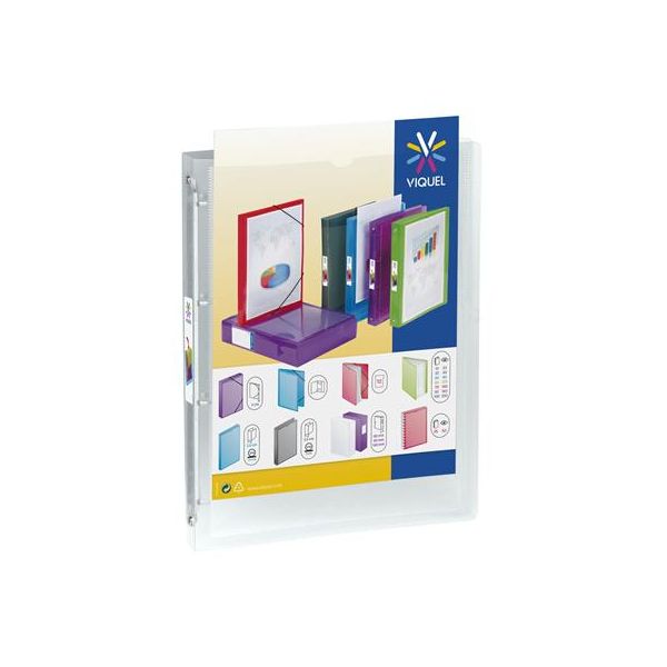 Krúžkový šanón, panoramatický, 4 krúžky, 25 mm, A4, PP, VIQUEL "Propyglass Perso", priehľadná
