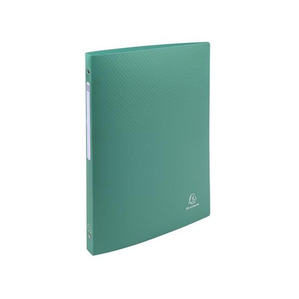 Krúžkový šanón, 4 krúžky, 20 mm, A4, PP, so štítkom, EXACOMPTA, tmavozelený