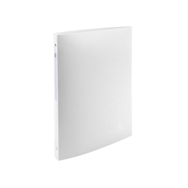 Krúžkový šanón, 4 krúžky, 20 mm, A4, PP, so štítkom, EXACOMPTA, biely