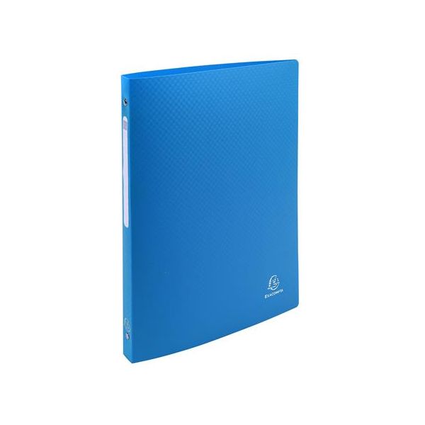 Krúžkový šanón, 4 krúžky, 20 mm, A4, PP, so štítkom, EXACOMPTA, modrý