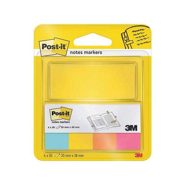 Záložka, papierová, 4x50 listov, 20x38 mm, 3M POSTIT, ultra mix