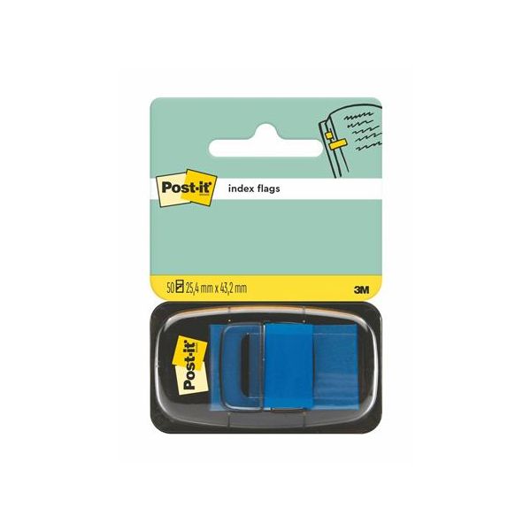 Záložka, plastová, 50 listov, 25x43 mm, 3M POSTIT, modrá