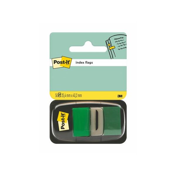 Záložka, plastová, 50 listov, 25x43 mm, 3M POSTIT, zelená