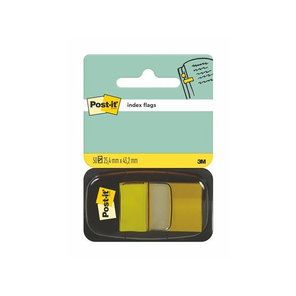 Záložka, plastová, 50 listov, 25x43 mm, 3M POSTIT, žltá