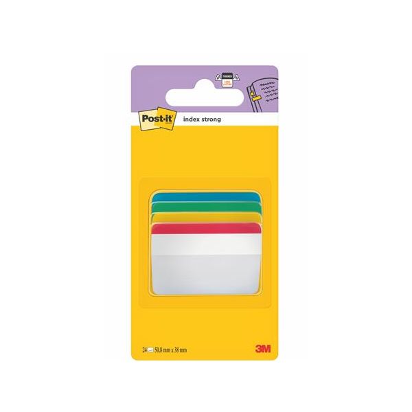 Záložky, plastové, silné, naklonené, 4x6 záložiek, 50,8x38,1 mm, 3M POSTIT, mix farieb