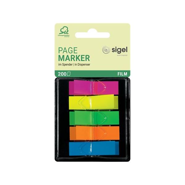 Záložky "Z", plastové, 5x40 záložiek, 12x45 mm, SIGEL,  mix farieb